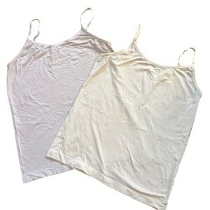 JILLA 1X Tank Tops Camisole Spaghetti Strap Basic Layering Set of 2 Beige Lilac